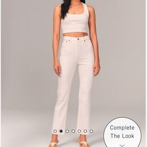 Abercrombie Ultra High Rise Straight Cream Jeans